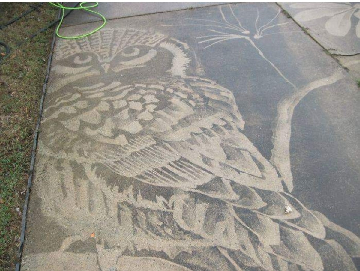 A woman uses a pressure washer she got for her birthday to unleash her creativity. - High pressure washer, The photo, Longpost, Drawing, Unusual