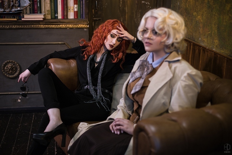 Aziraphale (Anastasia Stavrina) and Crowley (Anna Dragonanjo Naru-Chan) Good Omens - Cosplay, Good signs, Rule 63, Terry Pratchett, Longpost