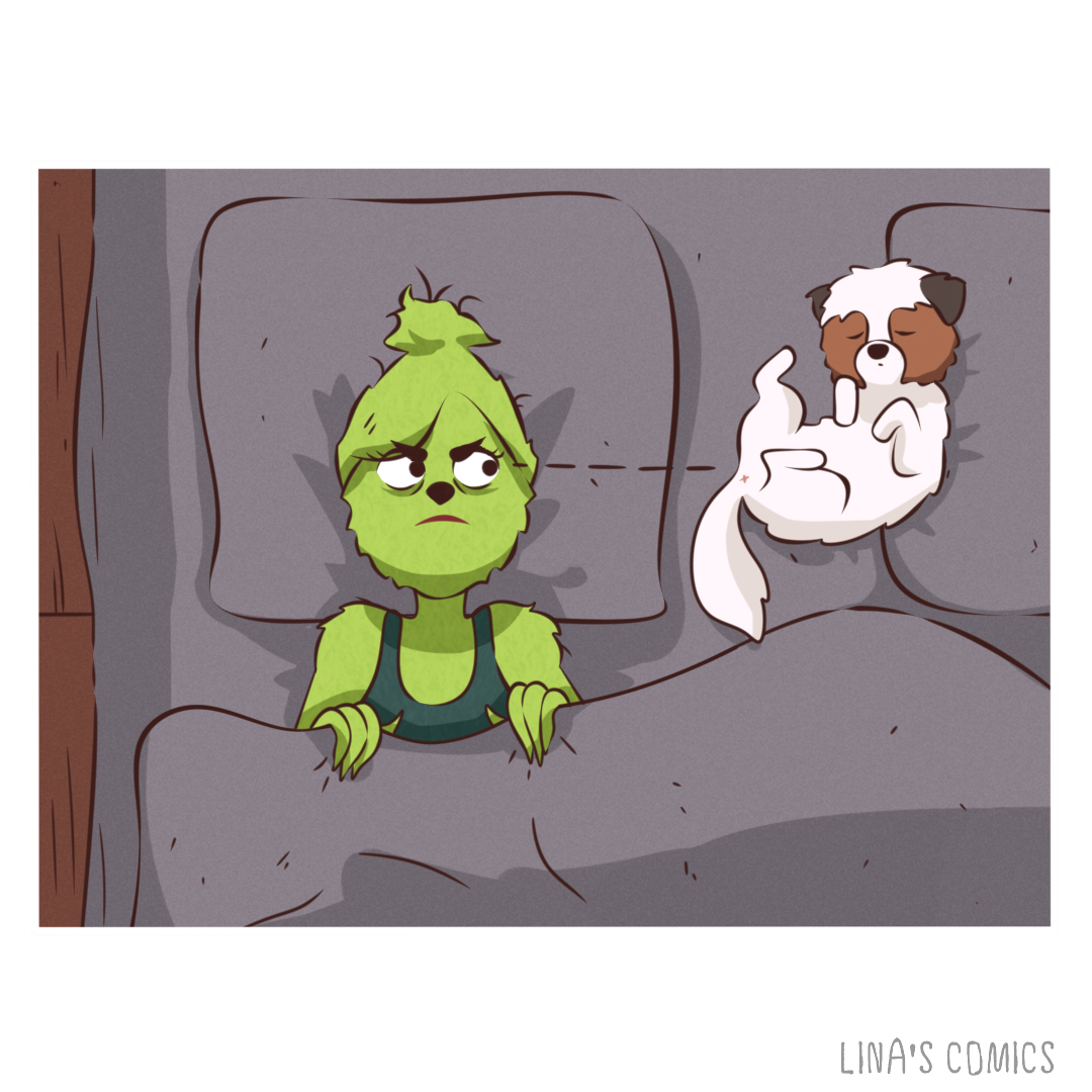 LNA'S COMICS #12 - The Adventures of Grinchelina Part 1 - My, Comics, Linascomics, Humor, Dog, Morning, Longpost