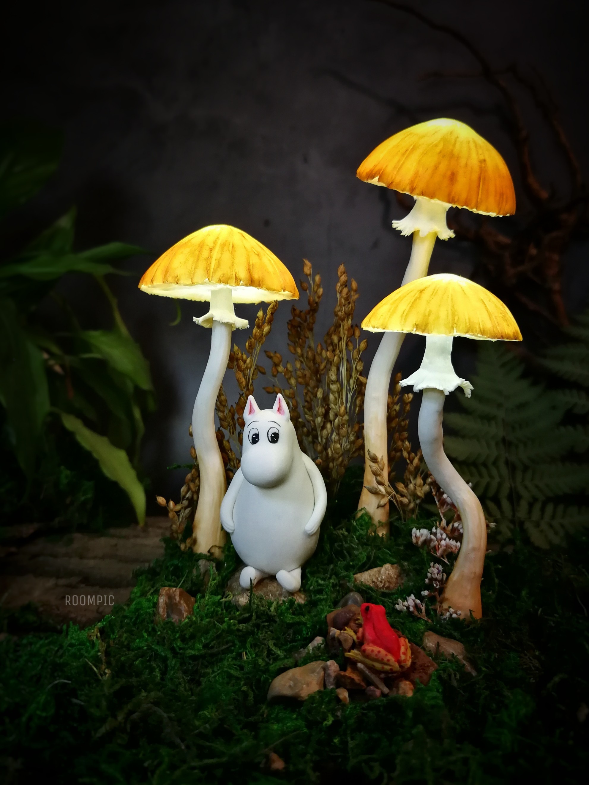 Lamp with Moomintroll - My, Longpost, Needlework without process, Polymer clay, Mushrooms, Lamp, Handmade, Video