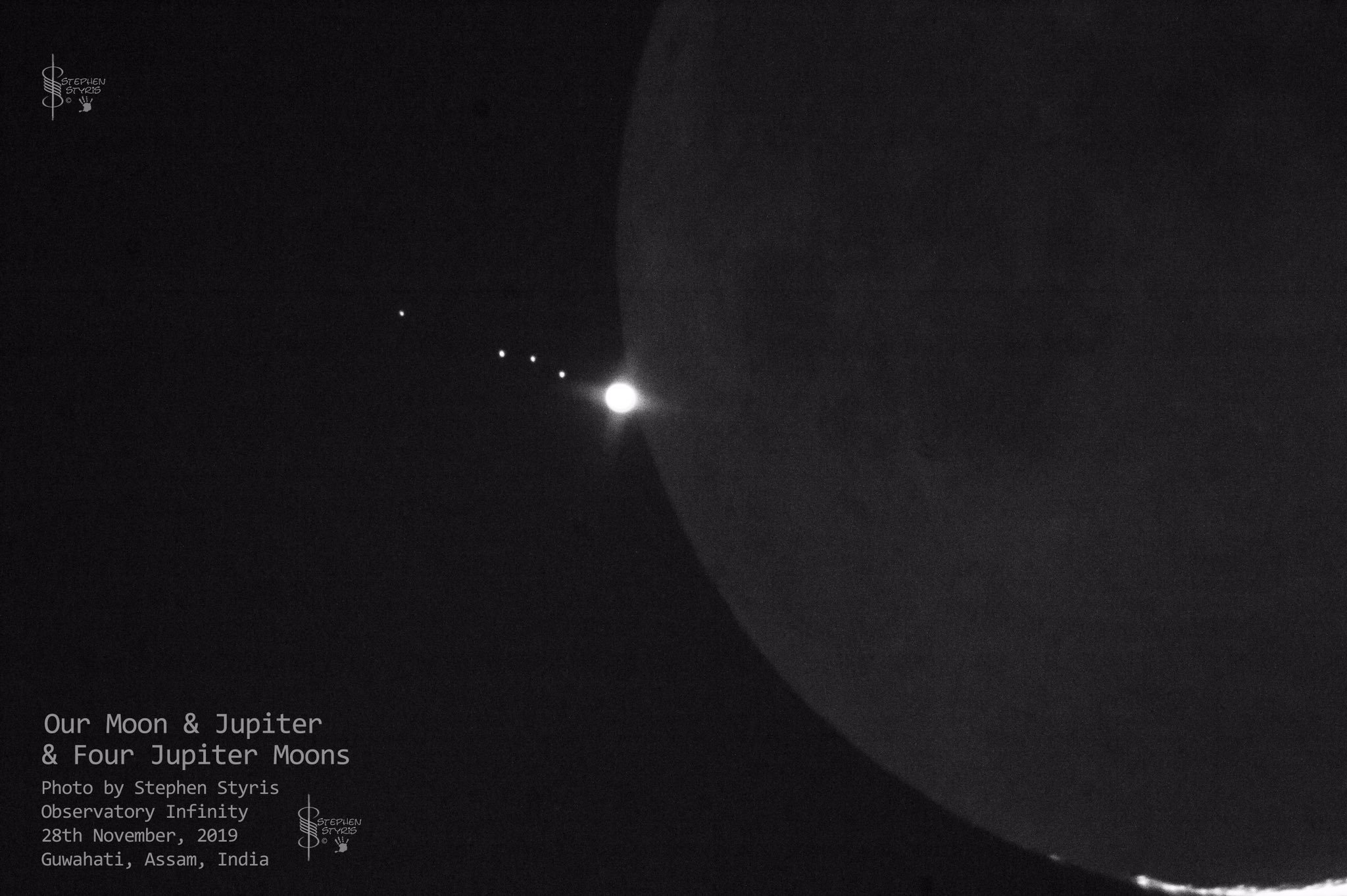 Conjunction of the Moon and Jupiter - moon, Jupiter, Astronomy, Space, Longpost