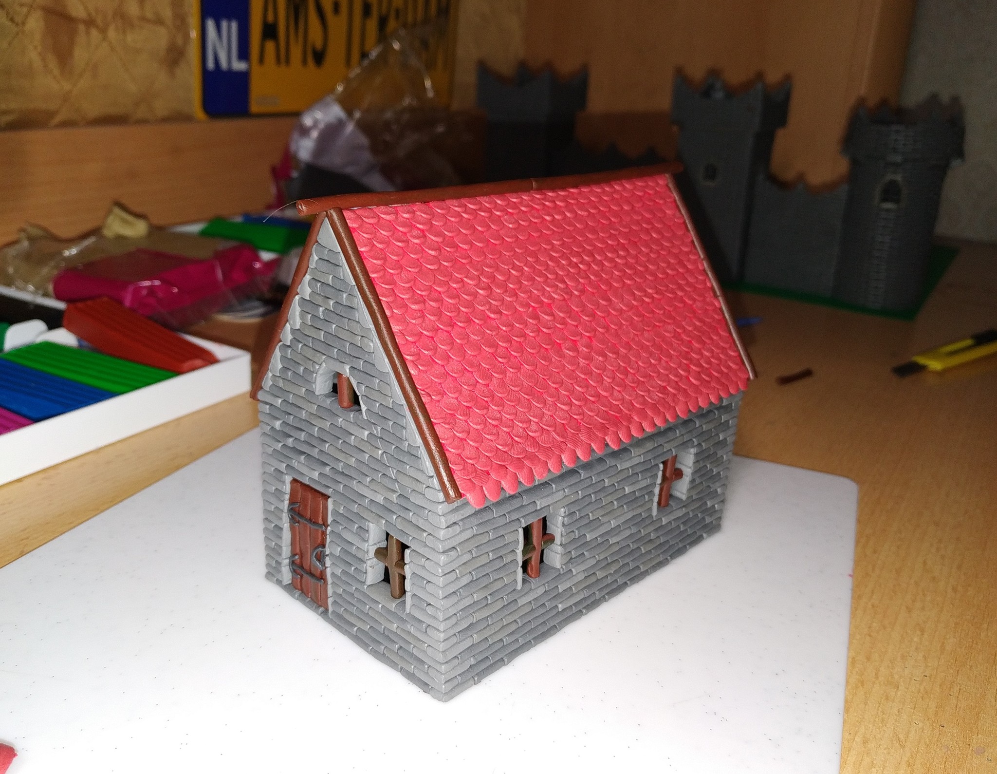 Castle/city made of plasticine part 4, Tavern Old Goat - My, Plasticine, Лепка, Middle Ages, Fantasy, Lock, Miniature, Needlework with process, Longpost