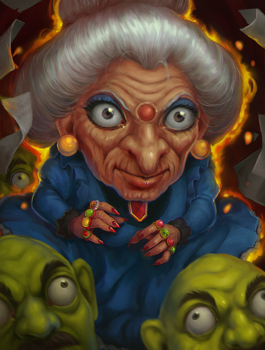 Yubaba - Anime, Anime art, Art, Spirited Away, Yubaba, Head, Witch, Rage