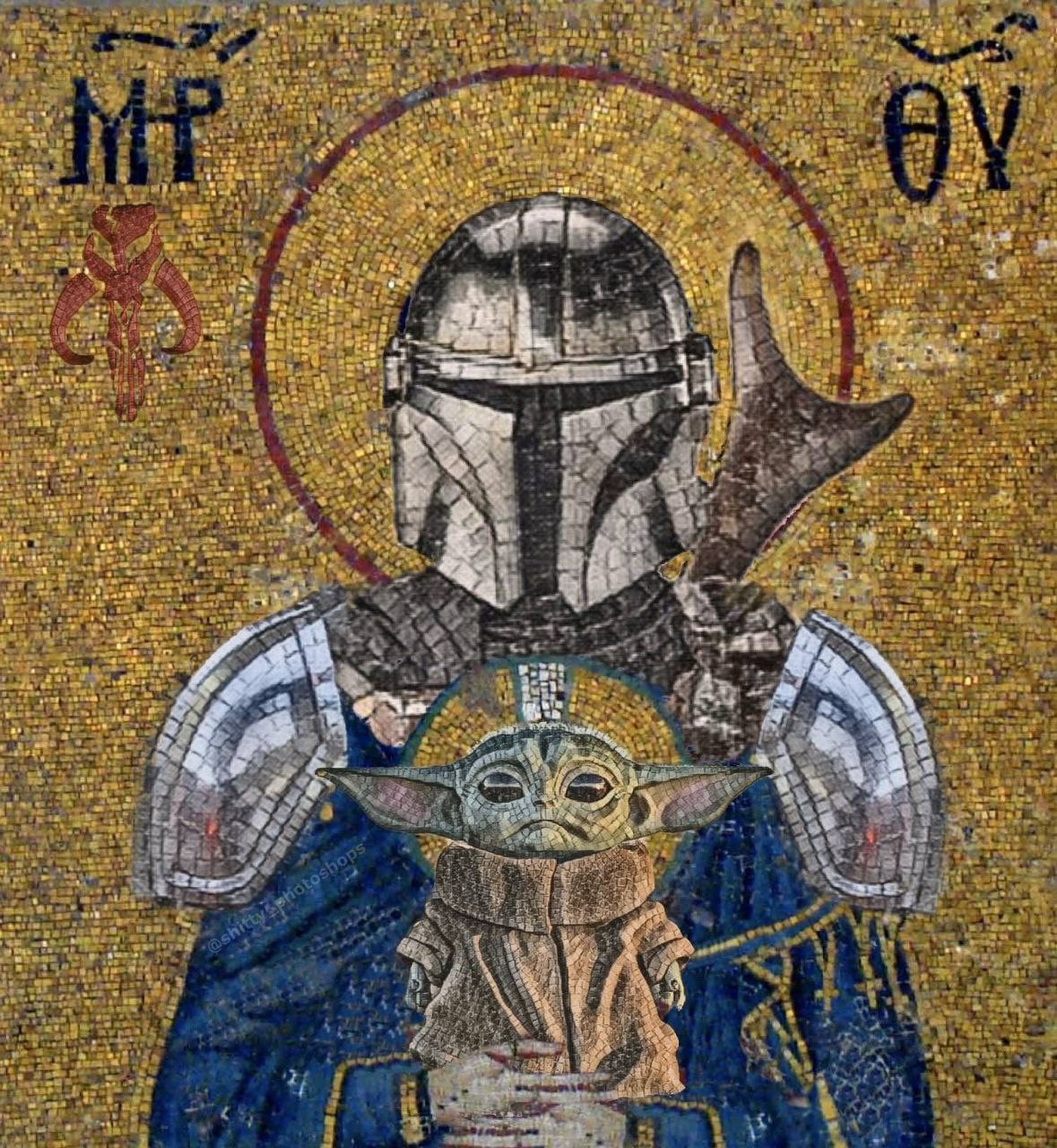 St. Mandalorian - Mandalorian, Star Wars, Icon, Art, Grogu