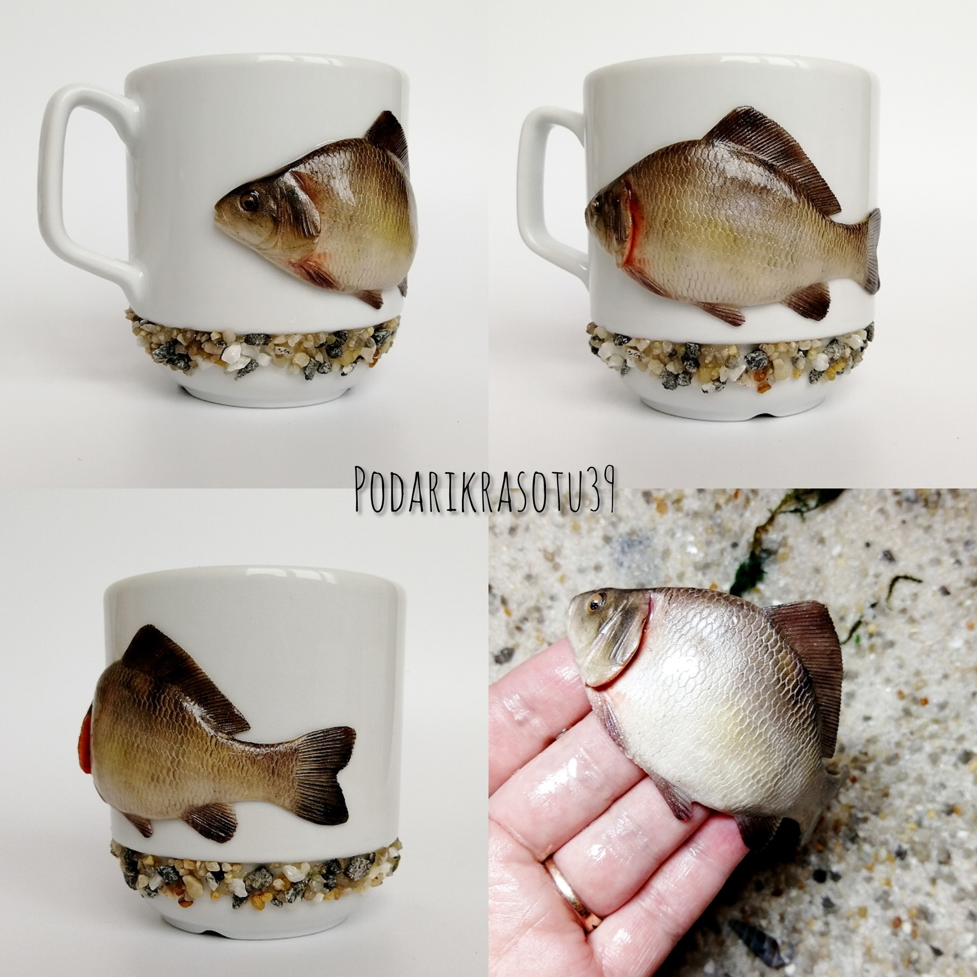 Results of the fish-polymer industry - My, Polymer clay, Needlework without process, A fish, Mug with decor, With your own hands, Creation, Longpost