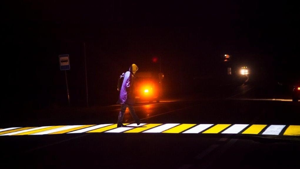 Projected pedestrian crossing - My, Crosswalk, Projection, Road safety, Longpost