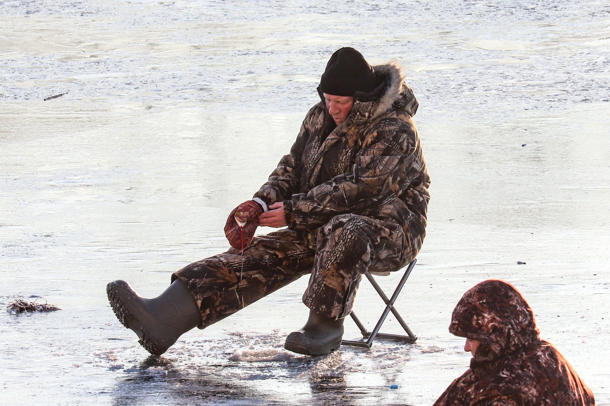 Rybachye - My, The photo, Winter fishing, Fishermen, Fishing, Oka, Longplast, Longpost