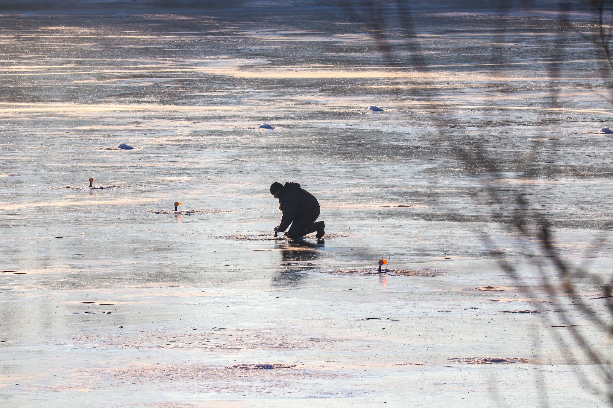 Rybachye - My, The photo, Winter fishing, Fishermen, Fishing, Oka, Longplast, Longpost