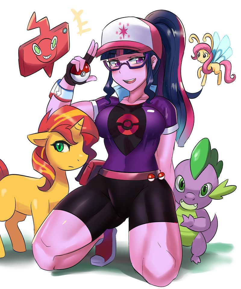 Sci Twi Pokemon Trainer - My little pony, Equestria girls, Twilight sparkle, Sunset shimmer, Spike, Fluttershy, Tzc