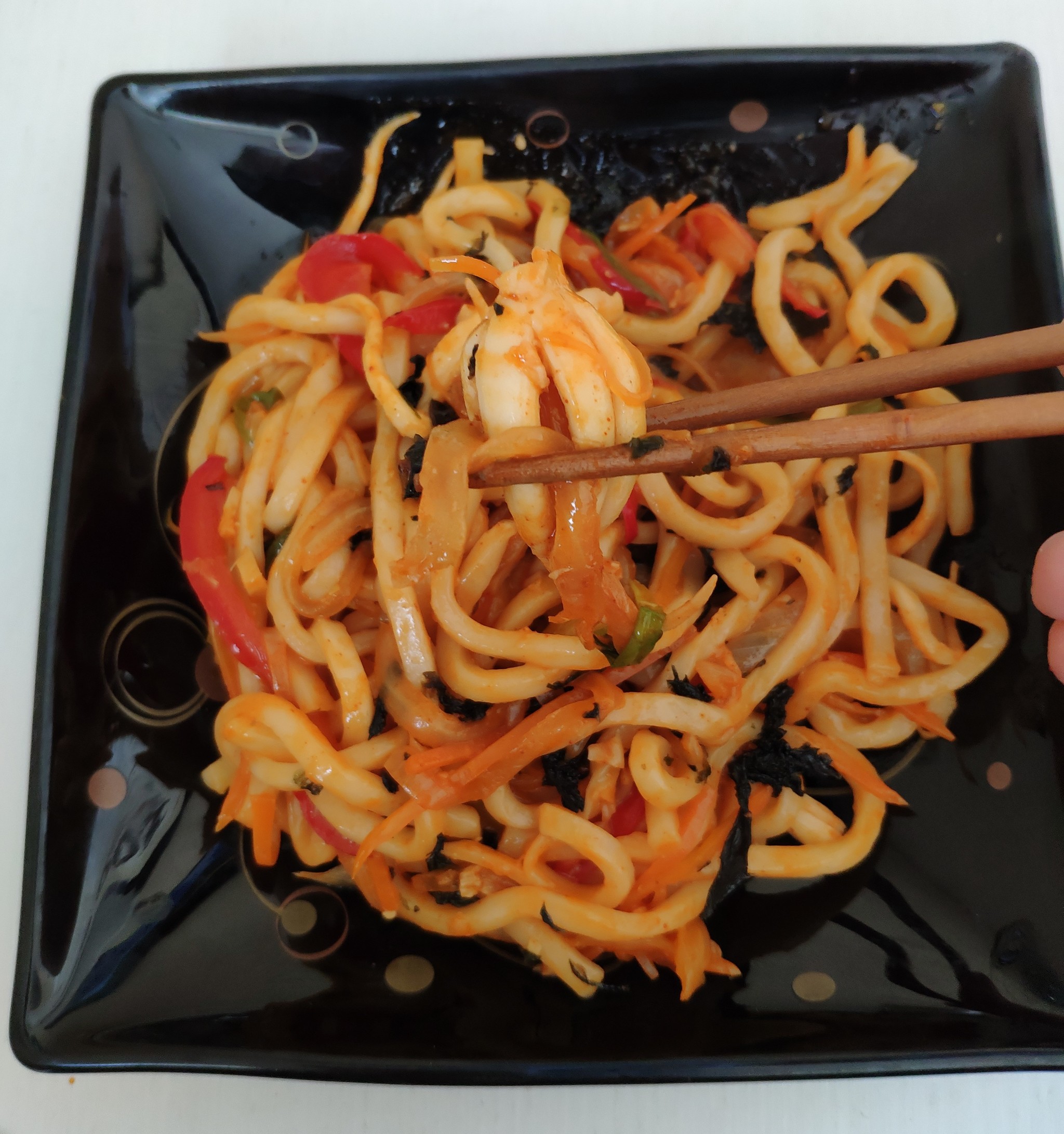 Doshiracology? Experiment on leveling up Nongshim Udon Japanese Style - My, Doshirakology, Noodles, Korean food, Cooking, Tentacles, Doshirak, Food, Longpost