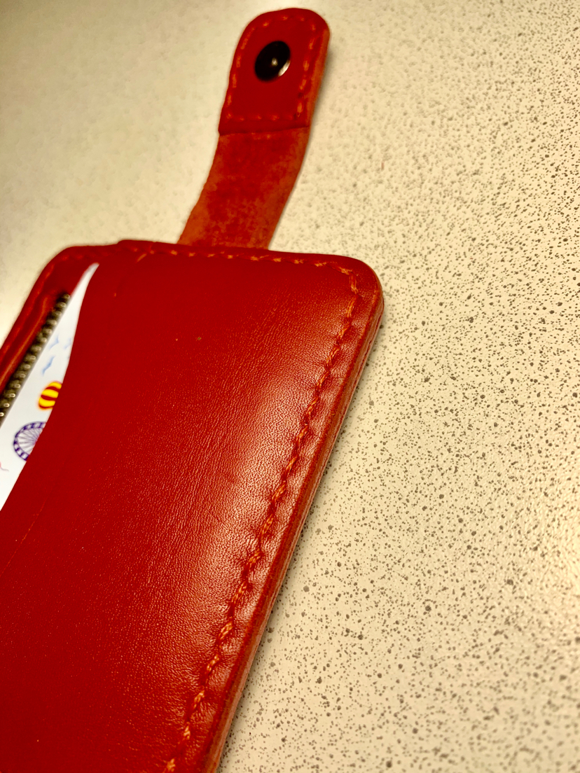 Red wallet for wife - My, Wallet, Leather wallet, With your own hands, Longpost