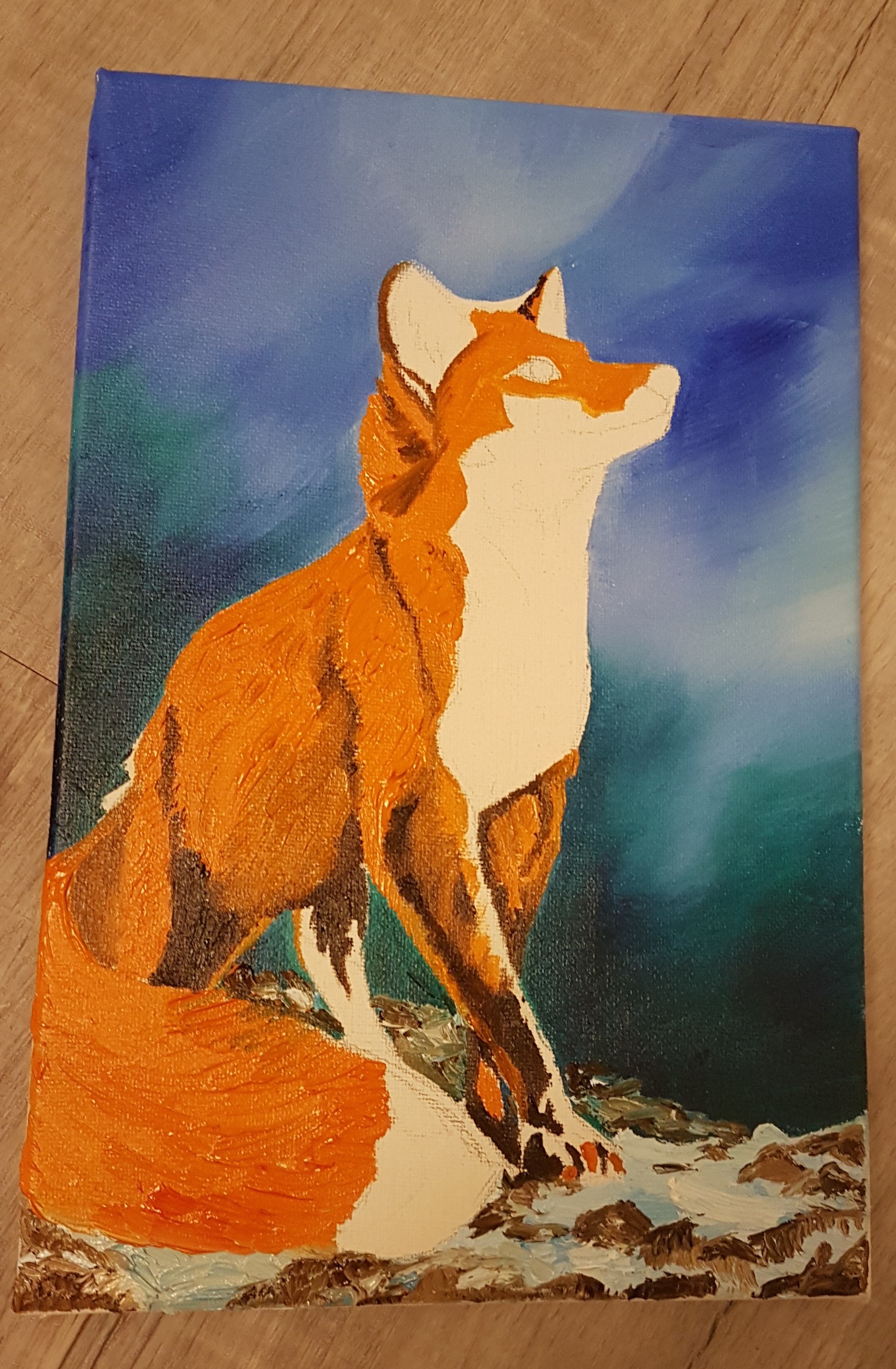 Fox oil - My, Painting, Butter, Fox, Oil painting, Needlework with process, Longpost