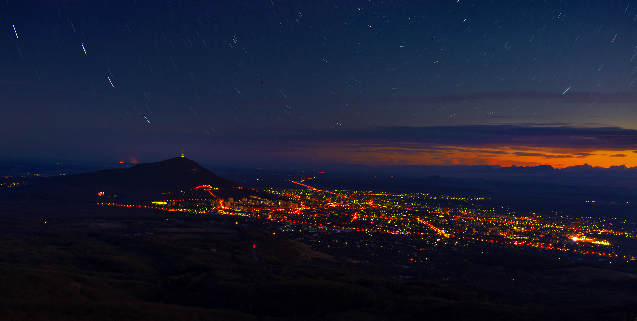 The longest night of the year has begun - My, Night, Stars, Pyatigorsk, Mashuk