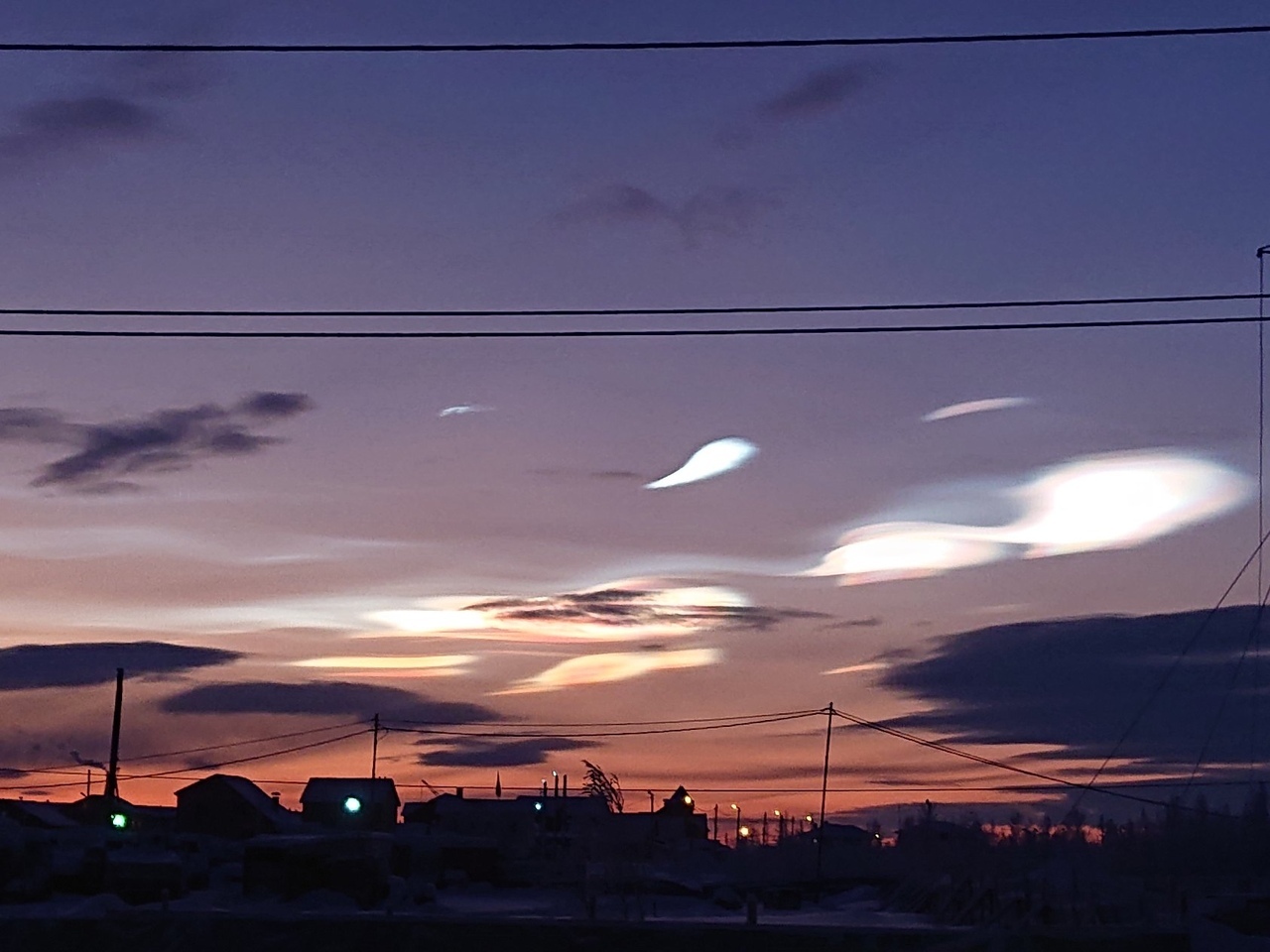 Mother of pearl clouds in Vorkuta - Vorkuta, freezing, Far North, Winter, Clouds, polar night, Longpost