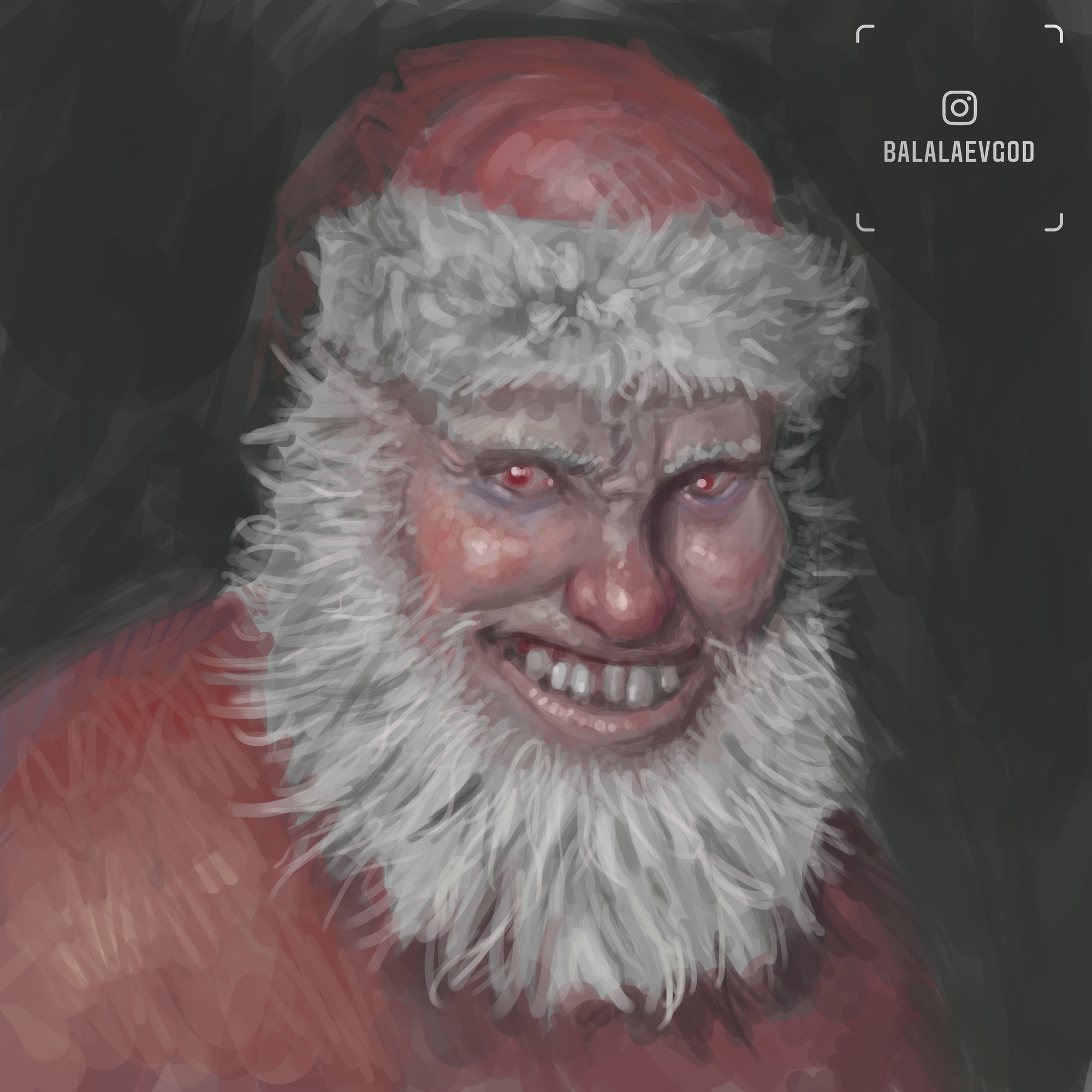 Happy New Year! - My, Father Frost, New Year, Horror, Art, Portrait, Illustrations, Santa Claus, Beard