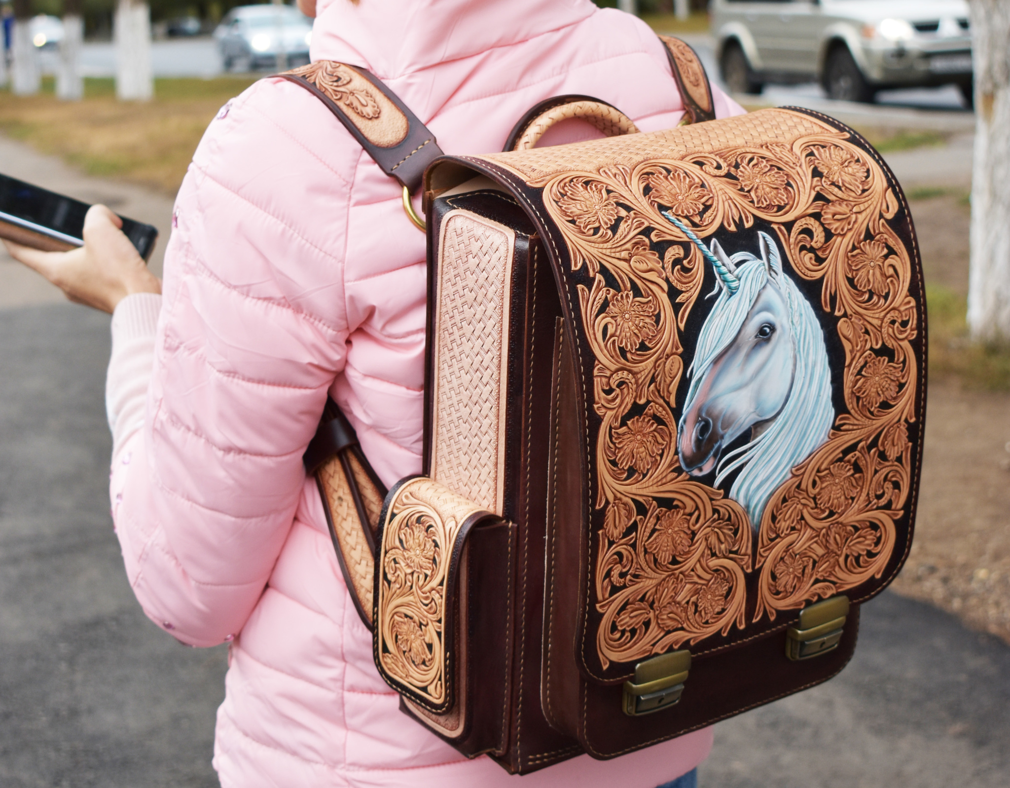 Making a backpack with your own hands - My, Backpack, Leather products, Leather craft, Needlework with process, Longpost