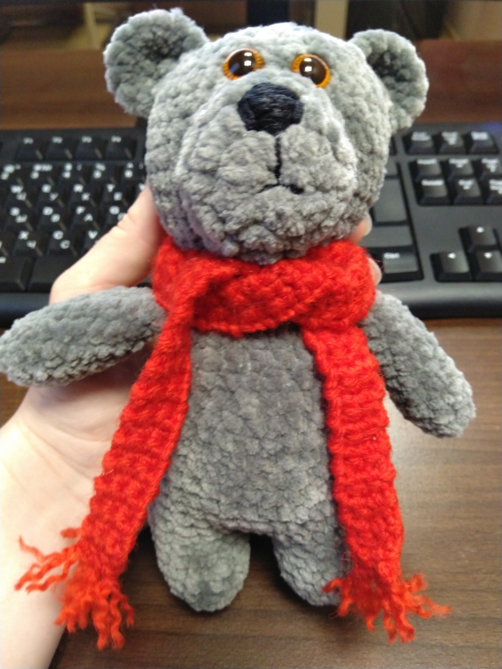 Knitted bear from Balashikha (ADM Balashikha-Simferopol) - My, Secret Santa, Gift exchange, New Year's gift exchange, Gift exchange report, Longpost