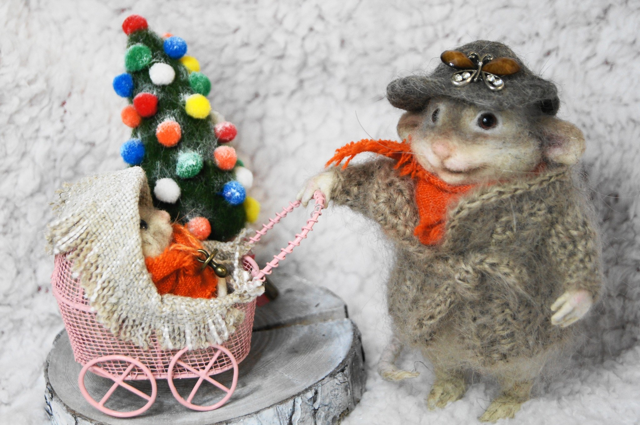 Mice made of wool - My, Dry felting, New Year, Author's toy, With your own hands, Needlework without process, Longpost