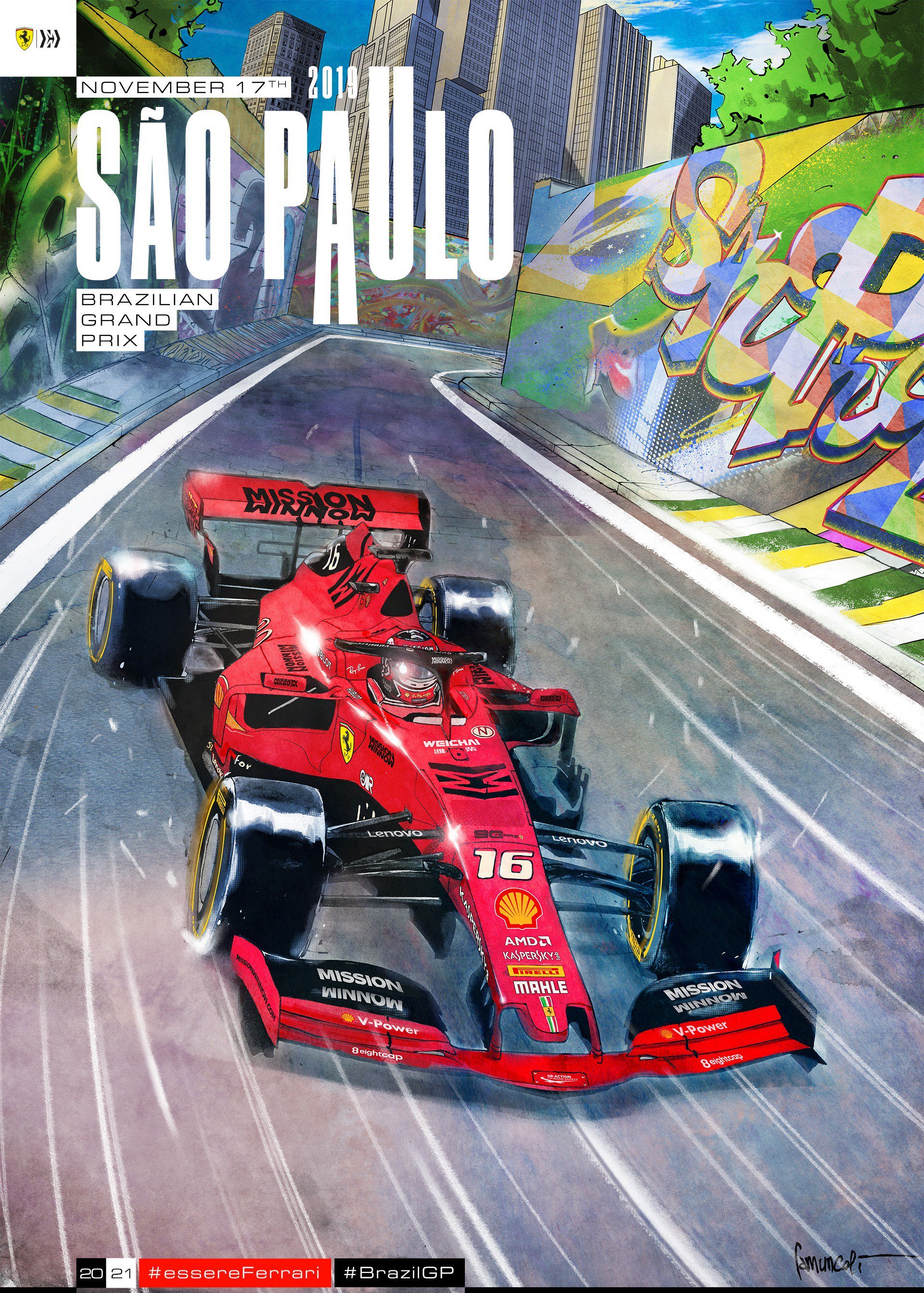 Scuderia Ferrari posters for the F1 Grand Prix - Formula 1, Ferrari, Art, Sebastian Vettel, Charles Leclerc, Race, Longpost