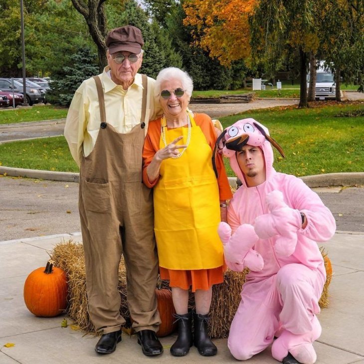 Grandmother and grandson dress in funny outfits and take cool photos - Grandchildren, Grandmother, The photo, Costume, Longpost, Chuck Norris