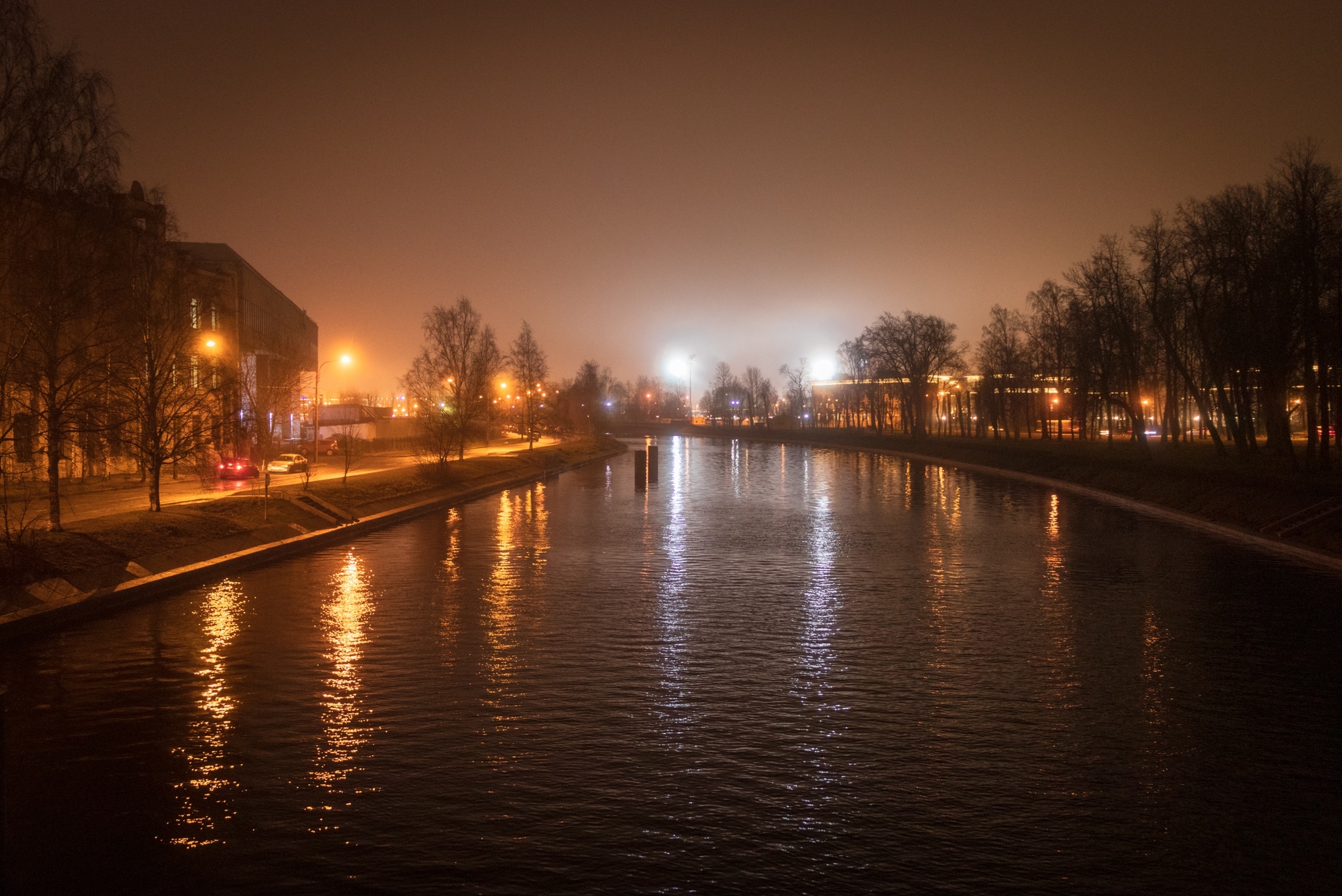 End of the river - My, Zhdanovka, River, Night, Lights, Rain