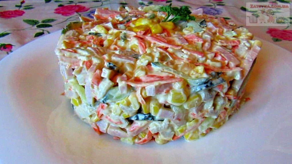 Salad with chicken, ham and vegetables - My, Cooking, Salad, Video recipe, Video, Longpost, Recipe