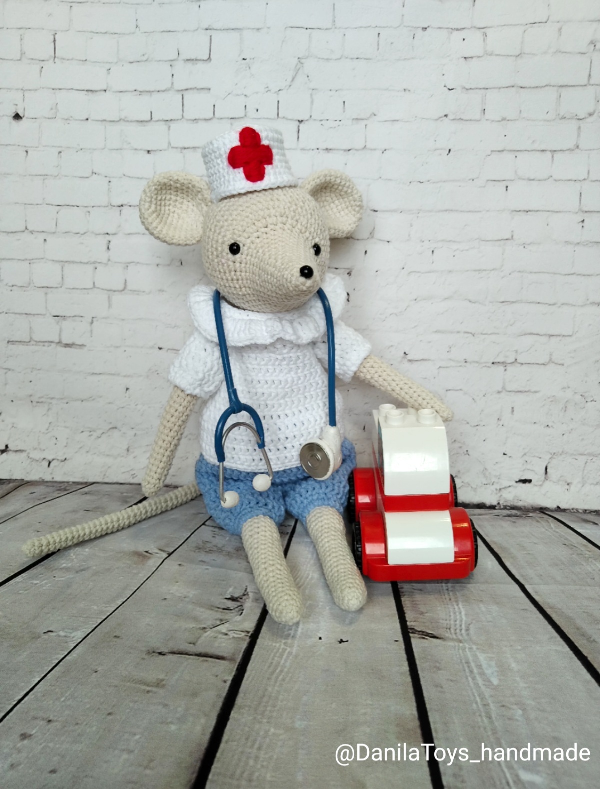 Doctor Mouse - My, Handmade, Knitting, Crochet, Author's toy, Toys, Longpost, Needlework without process