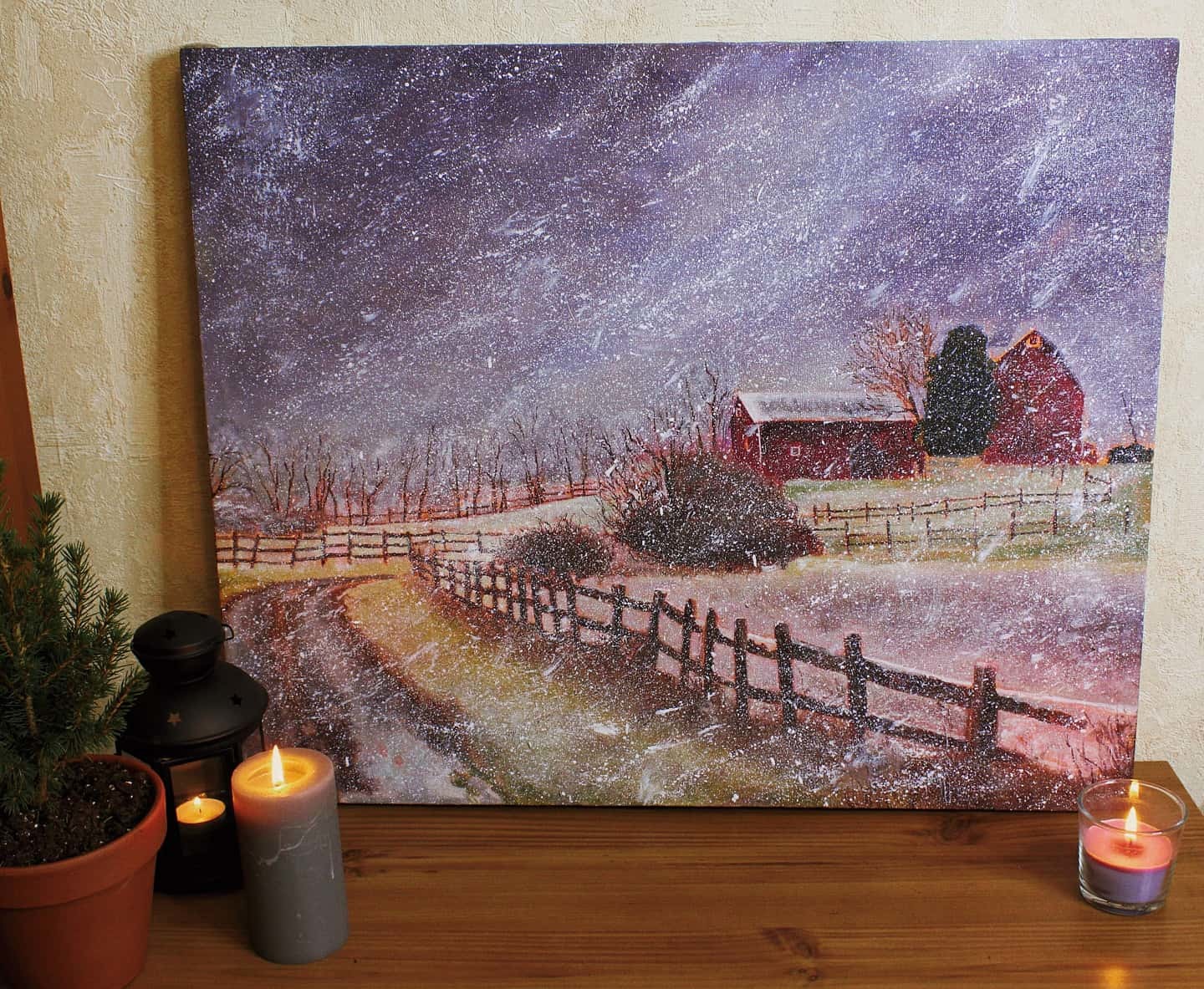 Snowfall - My, Winter, Snow, Oil painting, Painting, Moscow
