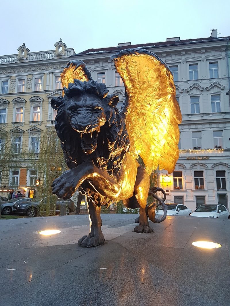 There is a golden city... - a lion, The statue, Sculpture, Prague, Czech, Chimera