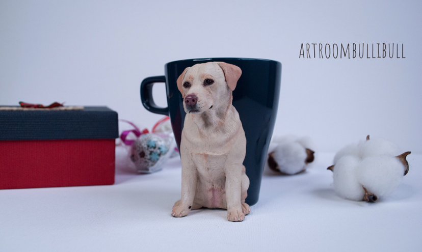 Labradorite made of polymer clay - My, Labrador, Mug with decor, Longpost, Dog, Polymer clay, Needlework without process