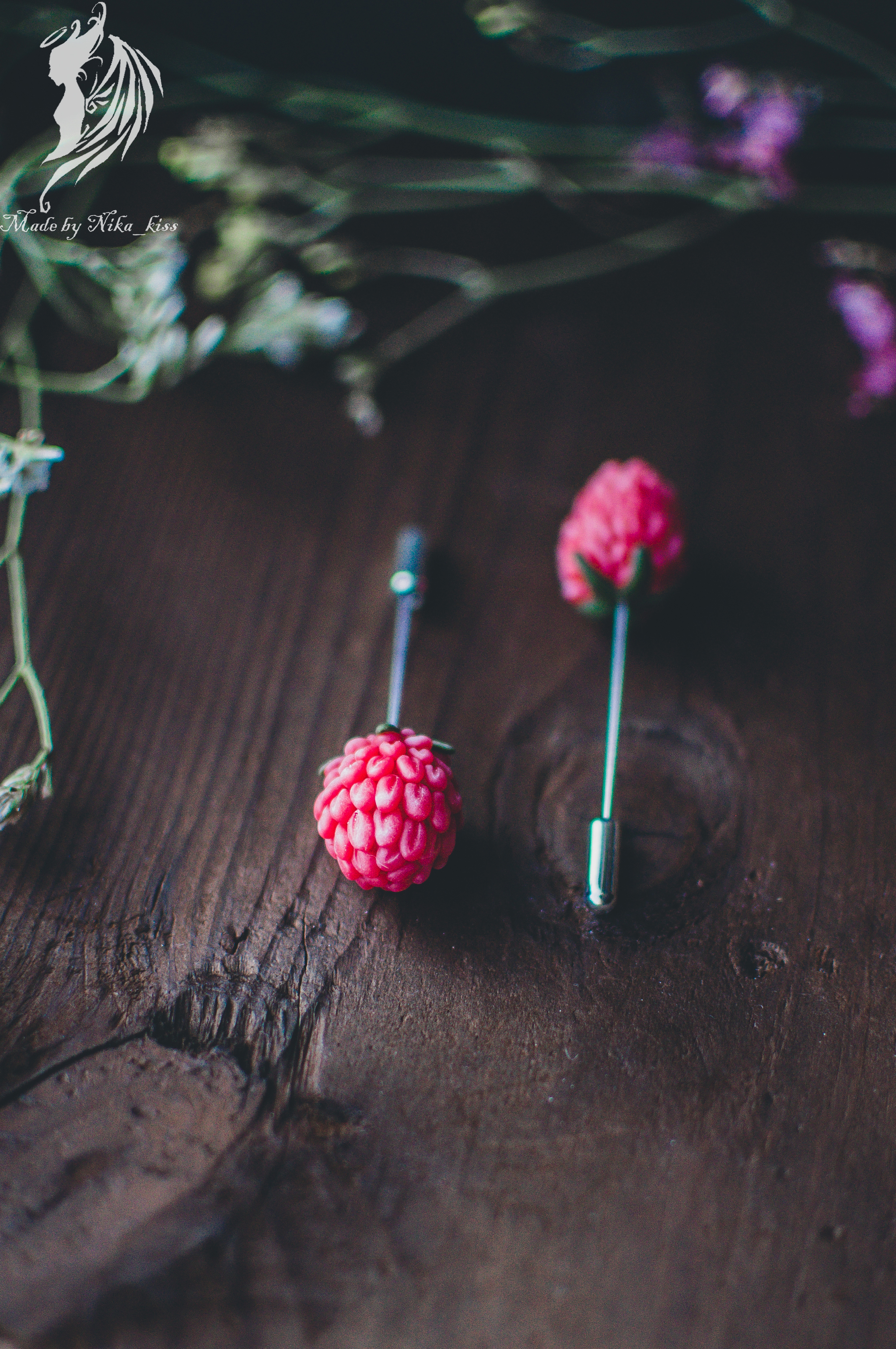 Brooches-needles made of polymer clay - My, Handmade, Polymer clay, Brooch, Berries, Rose hip, Cowberry, Needlework without process, Longpost, Nika_kiss