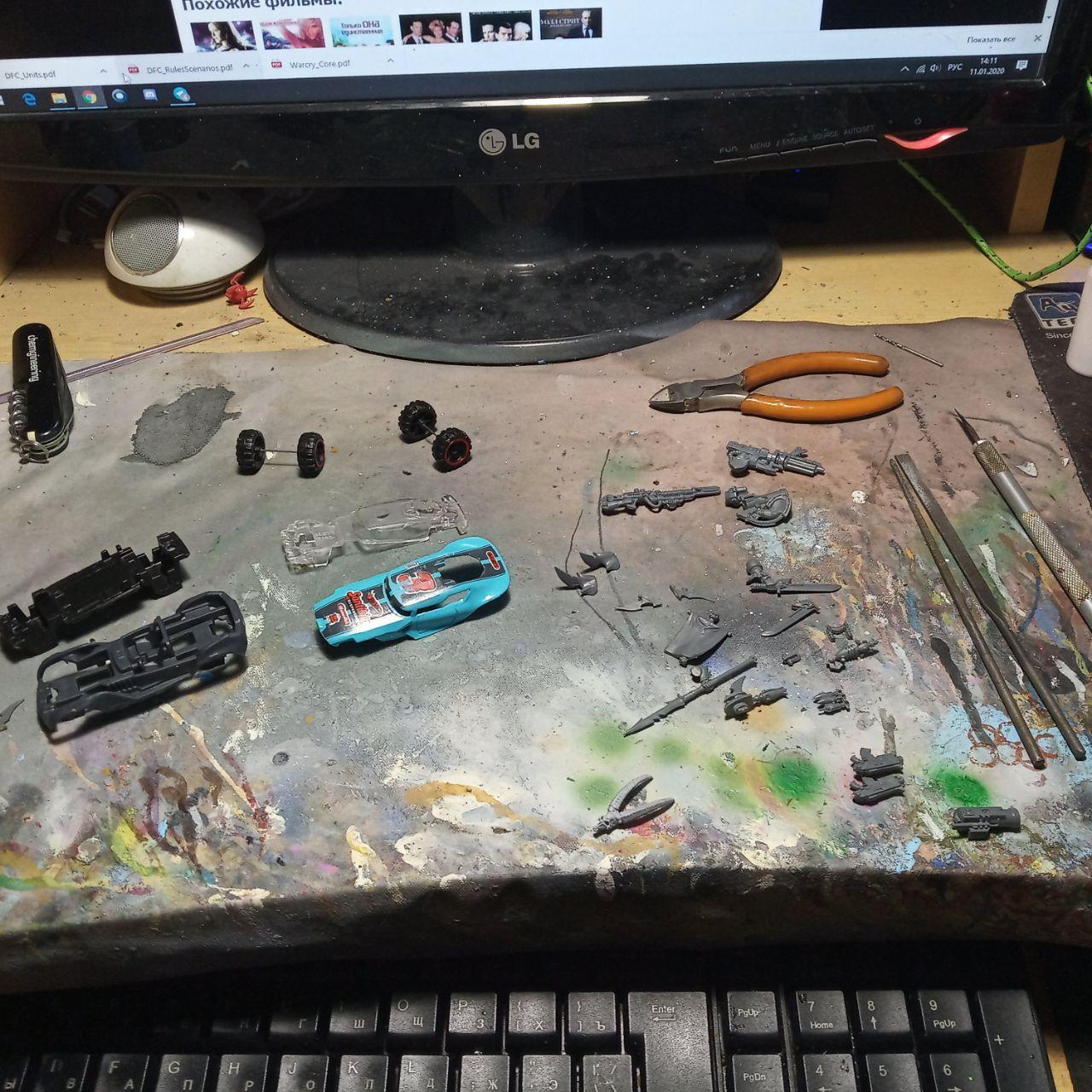 Trial car for Gaslands (in progress) - My, Hot wheels, Gaslands, Scale model, Toy car, Stand modeling, Board games, Longpost