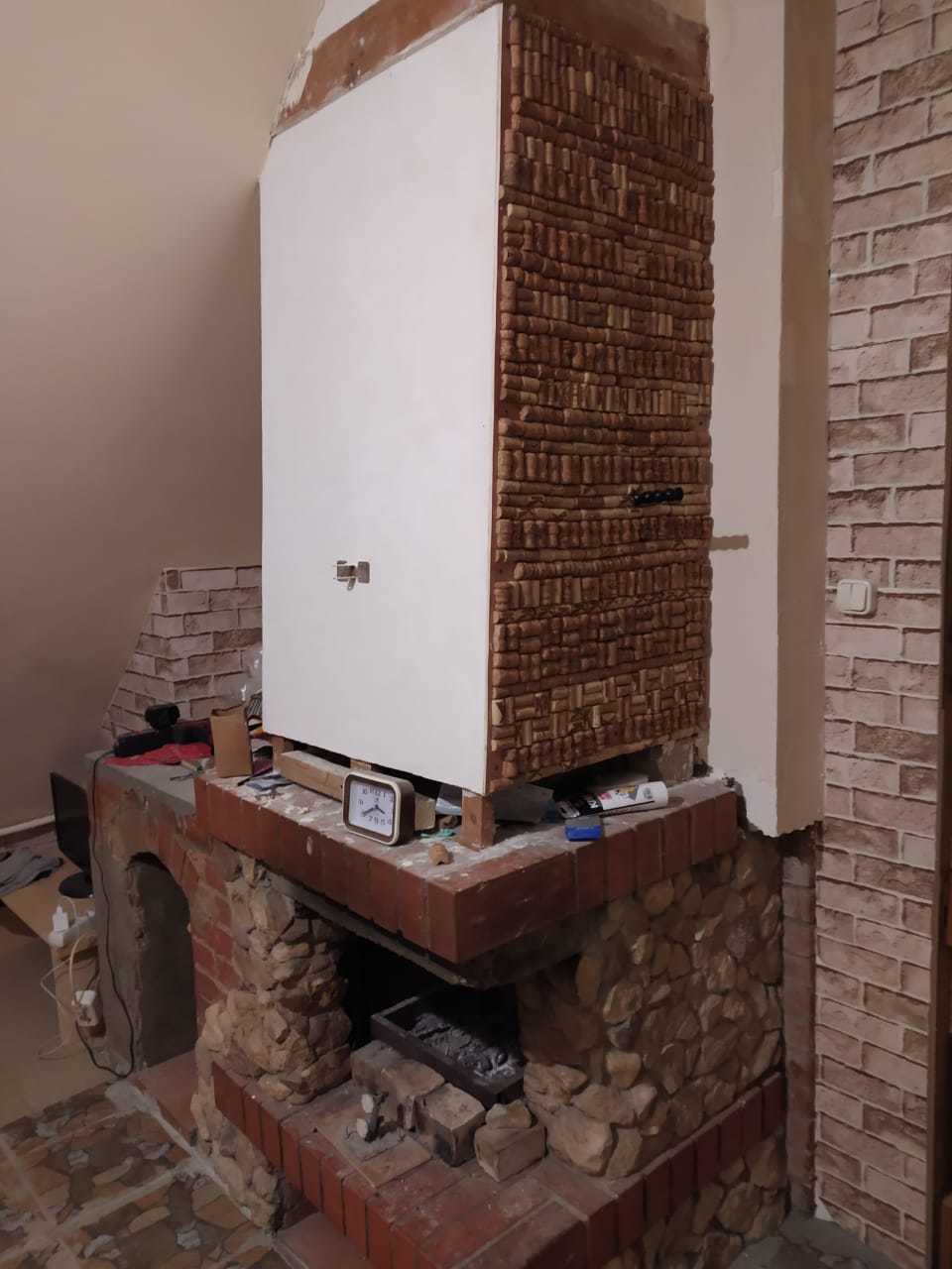 Decorating the fireplace with wine corks - Wine corks, Crafts, Needlework with process, Fireplace, Longpost