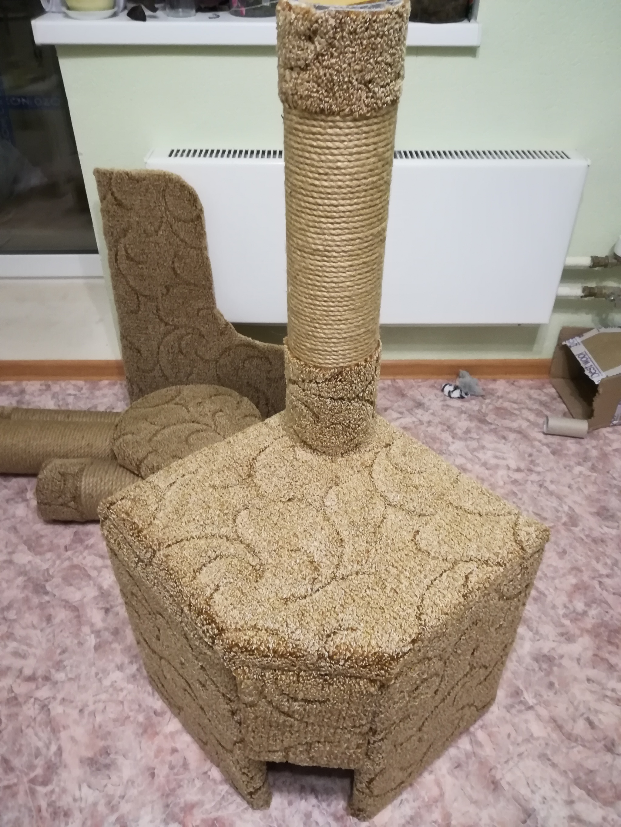 Quick cat house - My, Needlework with process, Scratching post, cat, Video, Longpost, Pet house