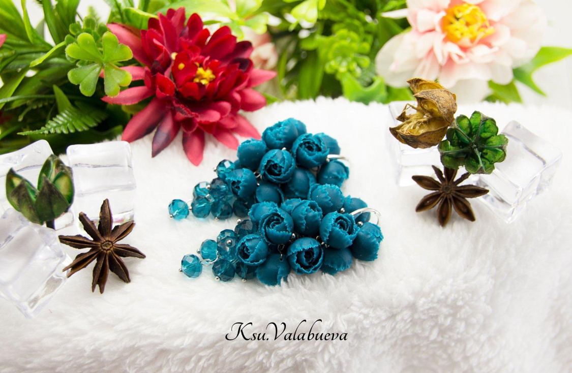 My Flower Earrings - My, Handmade, Polymer clay, Decoration, Earrings, Longpost