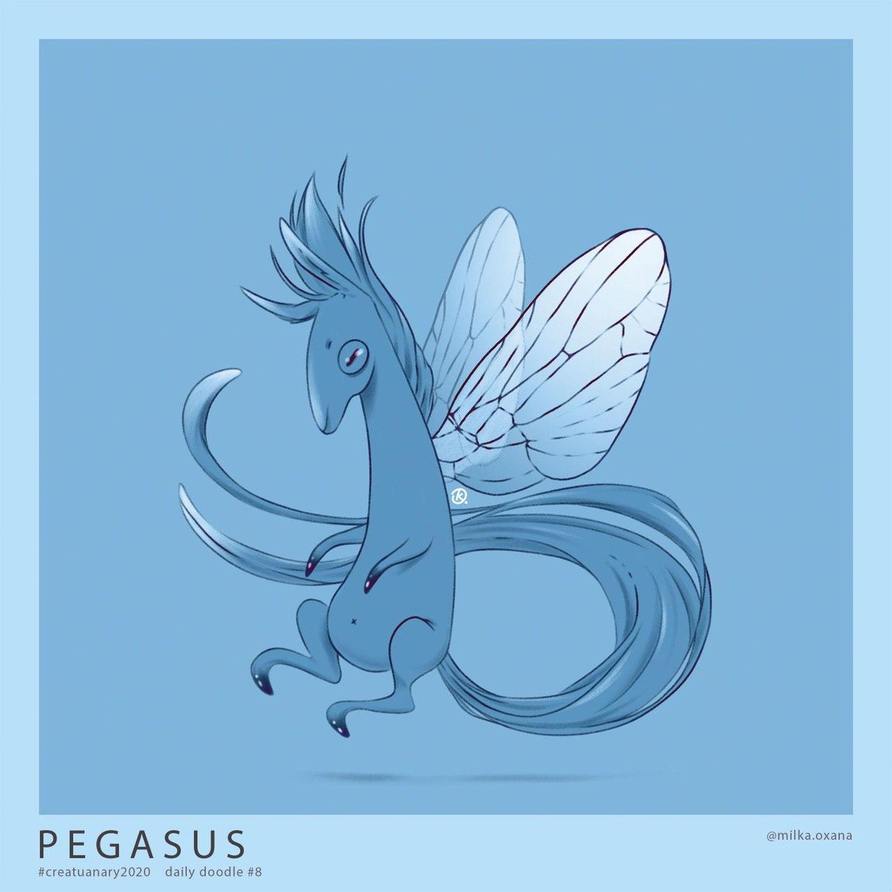 My beast - My, Doodle, Drawing, Mythology, Pegasus, Fenrir, Longpost