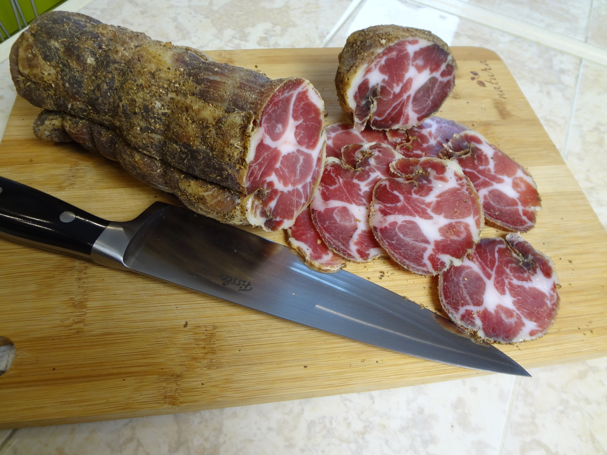 Coppa, homemade cured pork neck video recipe - My, Jerky, Video recipe, Longpost, Video, Food, Cooking, Meat