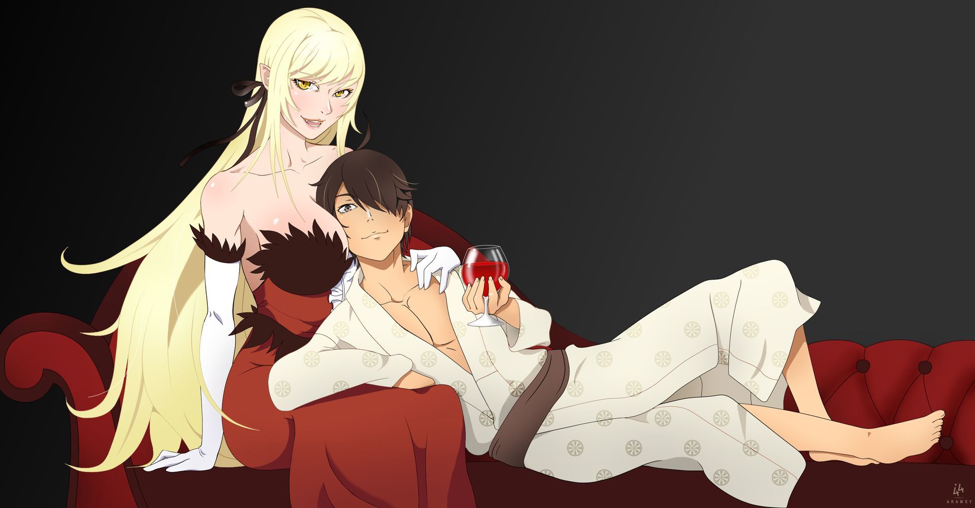 Говорят... тут отсылка к легендарному Аниме) - Anime Art, Аниме, Araragi Koyomi, Kiss-Shot Acerola-orion Heart-under-blade, Monogatari series