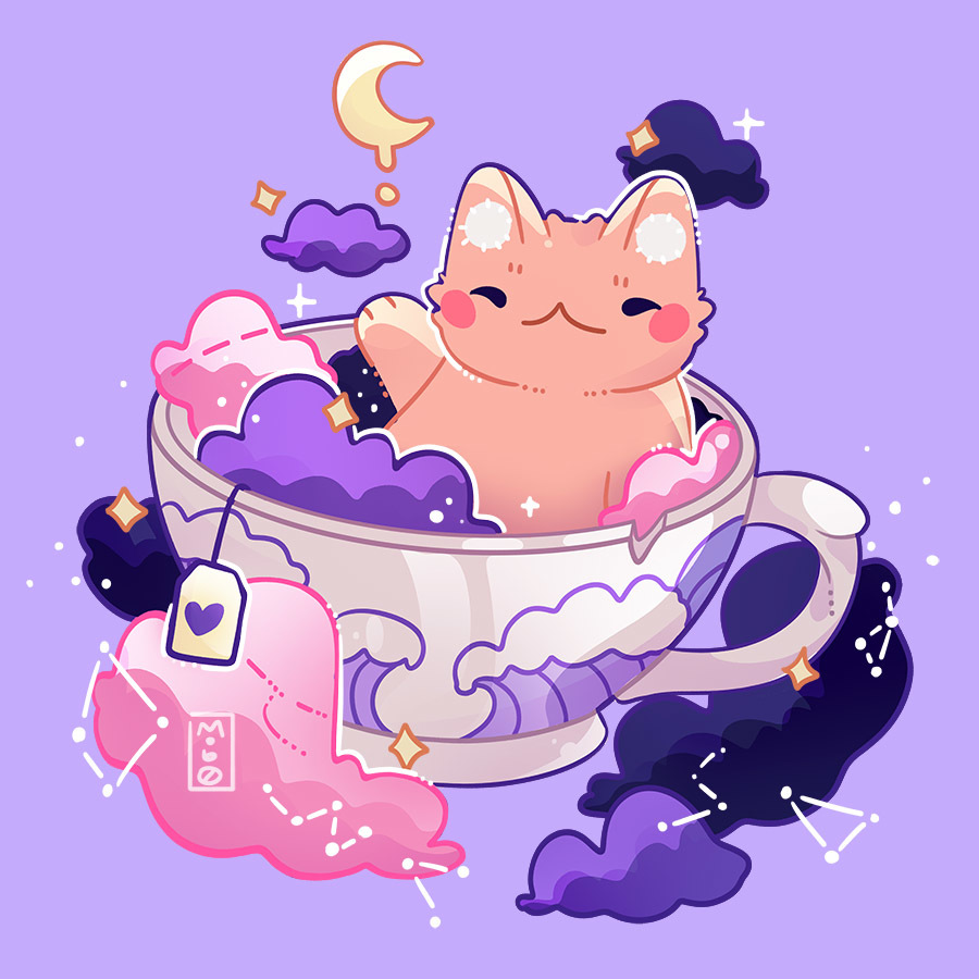 Magic tea - Speedpaint - My, Art, Photoshop, Speed ??painting, Illustrations, Drawing, cat, Mob0, Video