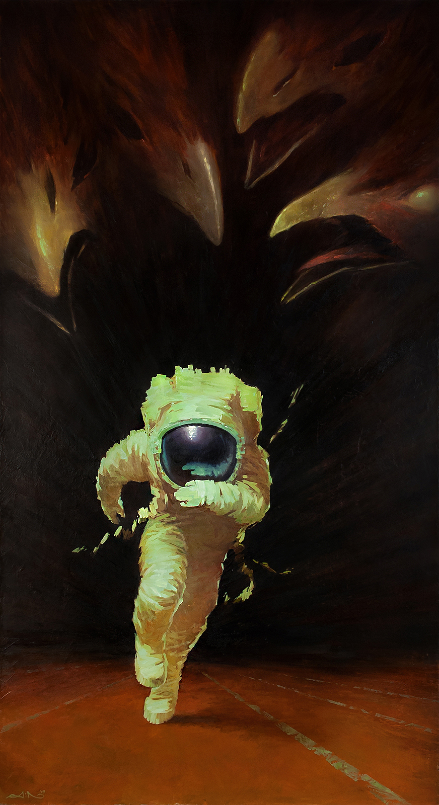 High stakes - My, Oil painting, Painting, Astronaut's dreams, Surrealism, Longpost, Art