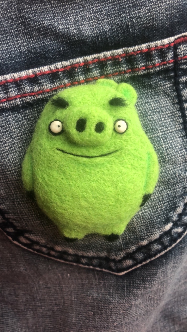 Dedicated to Angry birds lovers:))) - My, Angry Birds, Needlework without process, Brooch, Pig, Cartoons, Milota, Games, Longpost