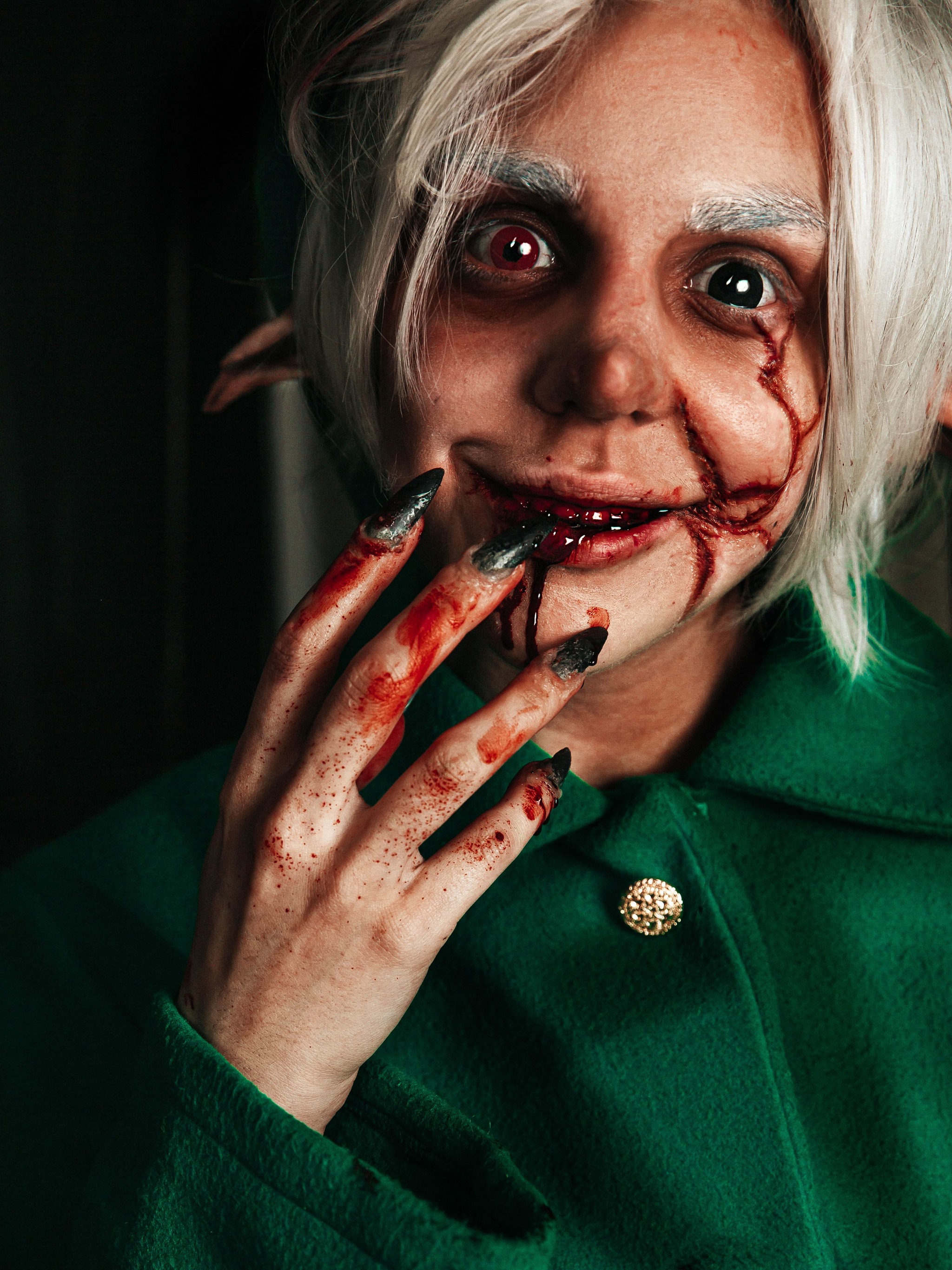 Santa's helper in the style of Cristmas Horror story - My, Makeup, Horror, Cosplay, Russian cosplay, Elves, Christmas, Story, Story, Longpost