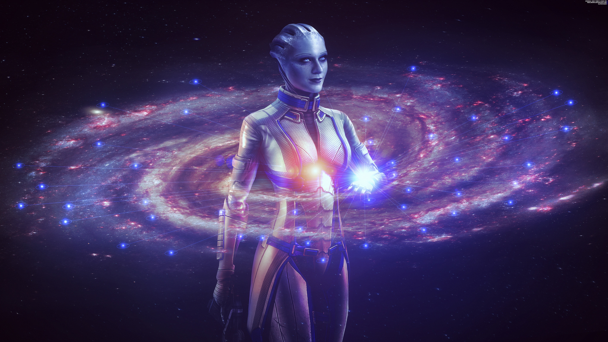 Head - Mass Effect Trilogy Liara T'Soni Wallpapers 8K - My, Mass effect, Azari, Liara Tsoni, Milky Way, Desktop wallpaper, Evan Rachel Wood, Longpost, Grey Mediator (Mass Effect)