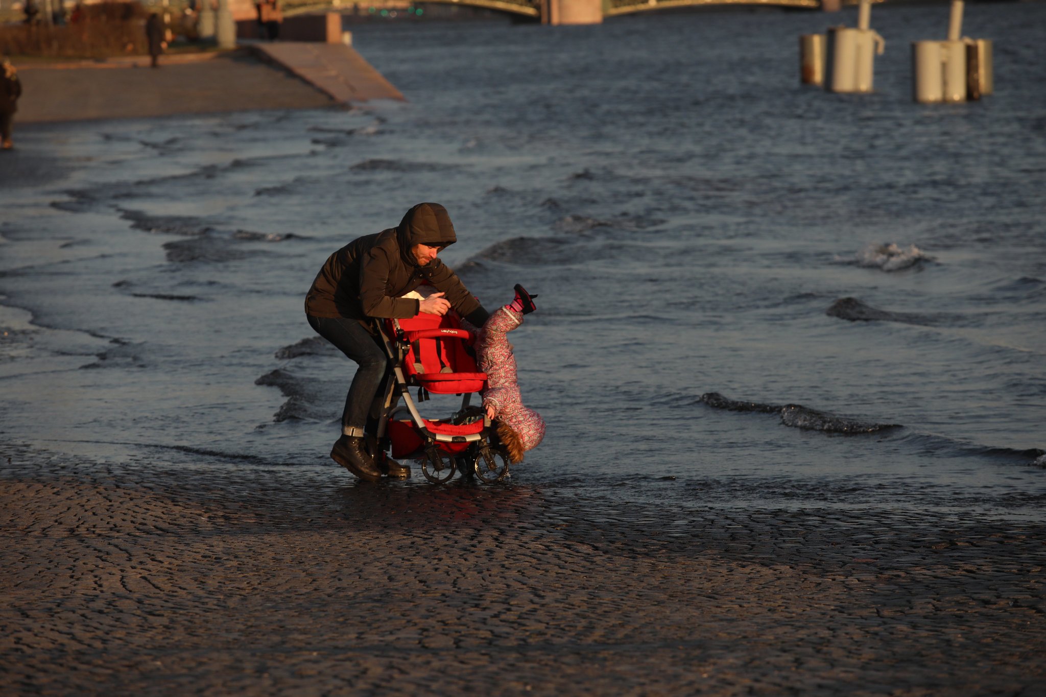 Walking with Father - Father, Children, Stroller, Saint Petersburg