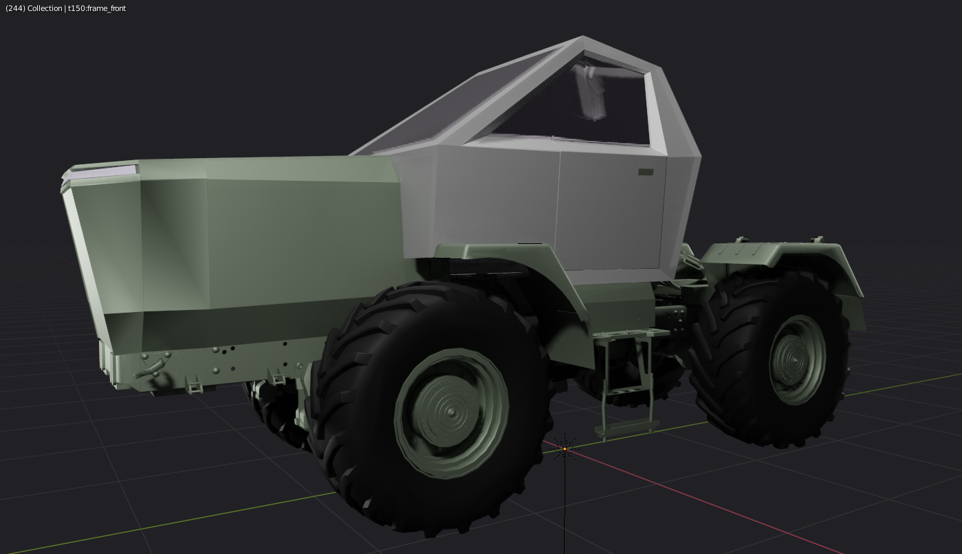CyberTraktor для колхозников. Наш ответ  Кибертрак строителям - Моё, Blender, 3D, Трактор, Длиннопост, Tesla Cybertruck