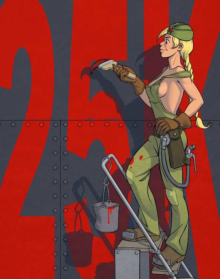 Mechanic - NSFW, Alexey Lipatov, Dieselpunk, Hand-drawn erotica, Art, Digital drawing, Boobs, Longpost