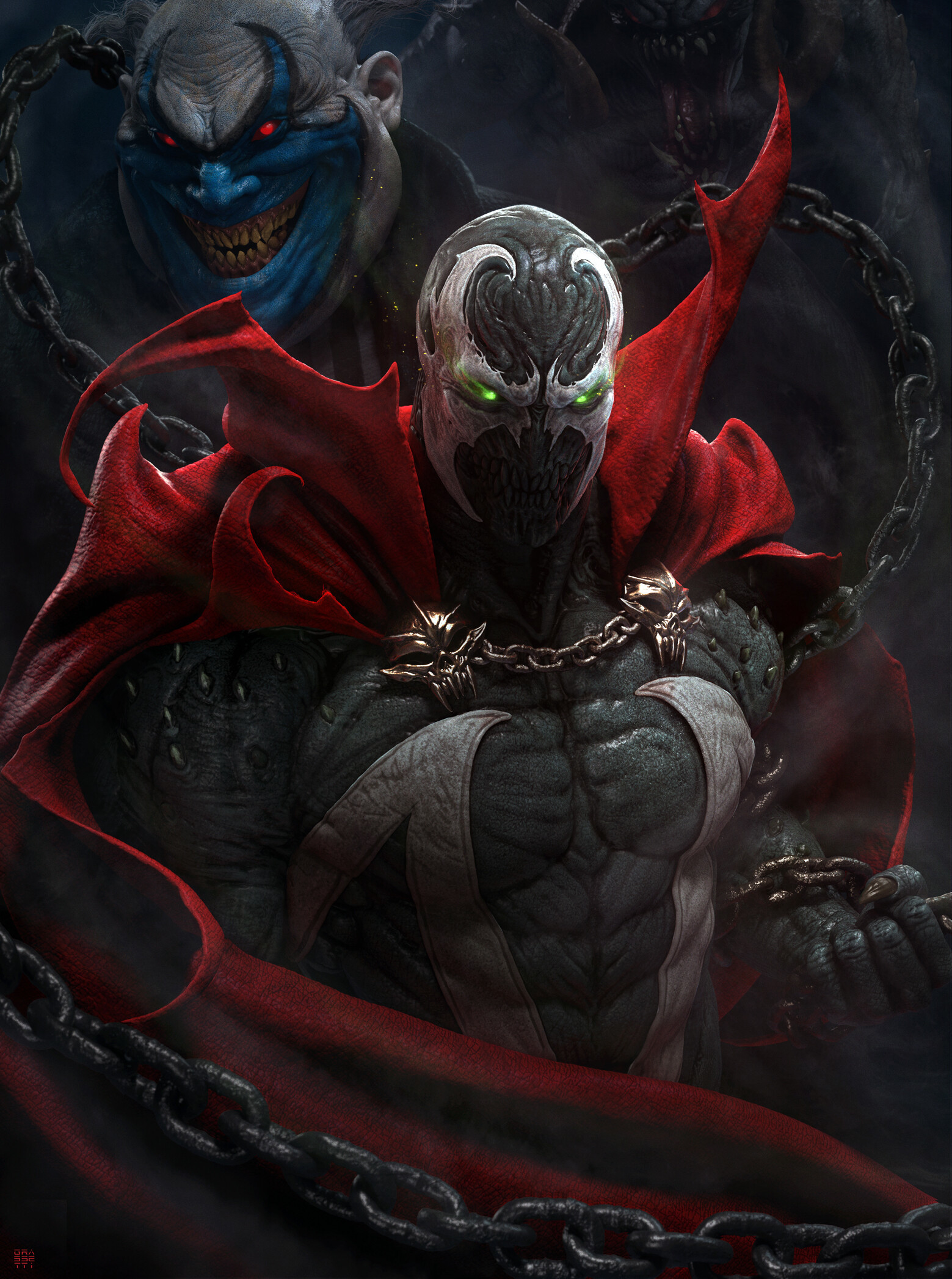 Spawn - Art, 3D, Image Comics, Spawn, Clown, Malebolgia, Superheroes, Demon, Raf Grassetti