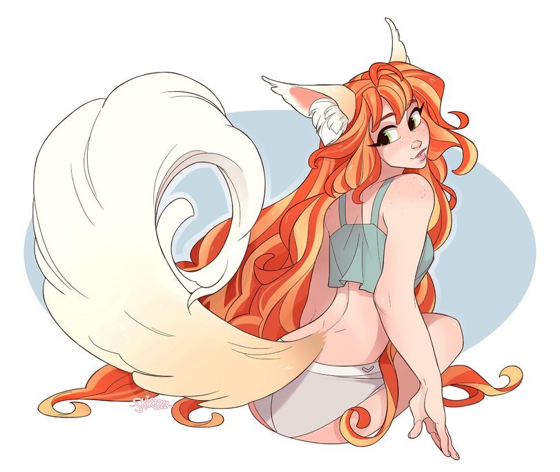 Lysopost - NSFW, Art, Hand-drawn erotica, Girls, Fox, Tail, Luleiya, Figgylicious, Longpost, Skirtzzz