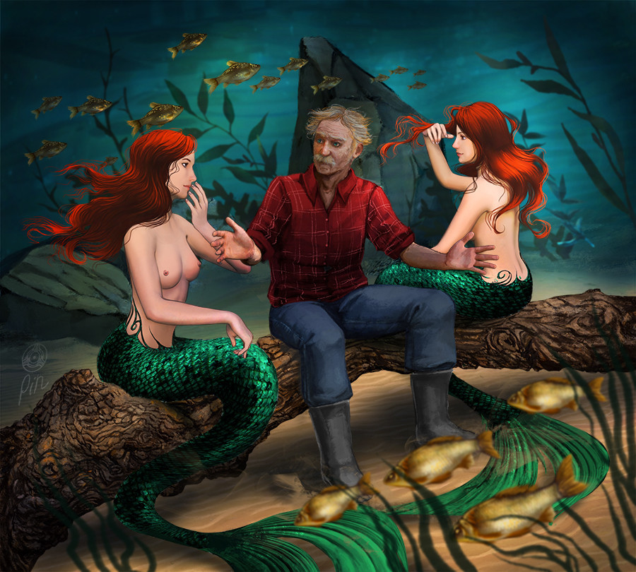 How to catch mermaids - NSFW, Art, Drawing, Mermaid, Erotic, Diana Tsareva