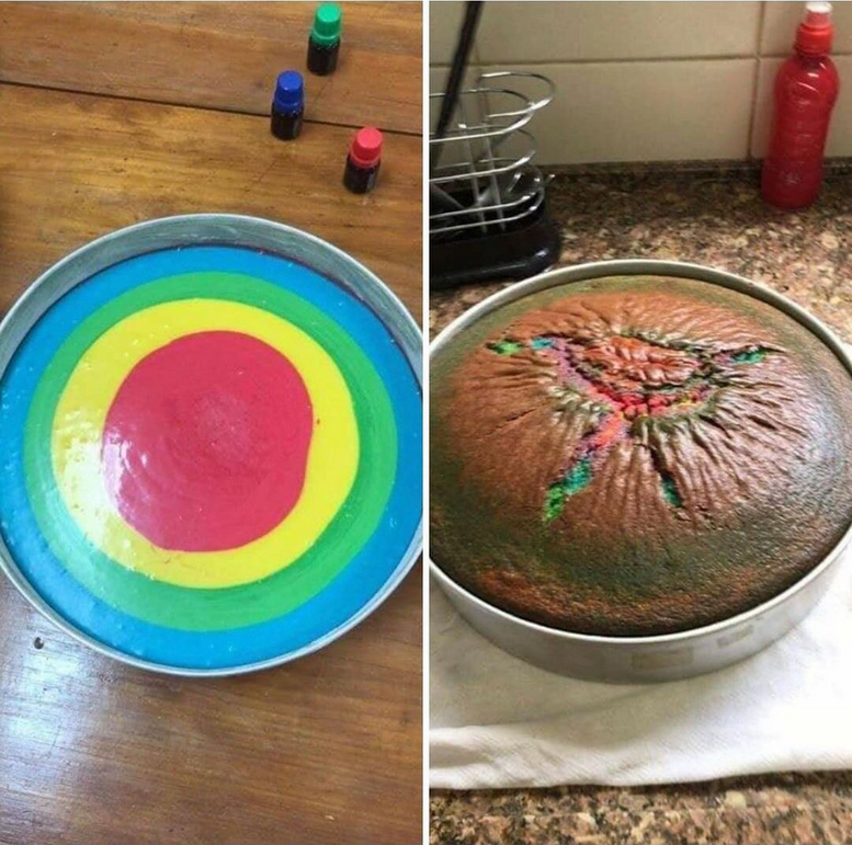 When I tried to bake a rainbow cake and it turned out to be some kind of unicorn anus :\ - The photo, Food, Pie, Fail, Humor, Unicorn, Rainbow